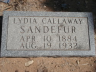 Lydia Callaway McClure Sandefur Gravestone